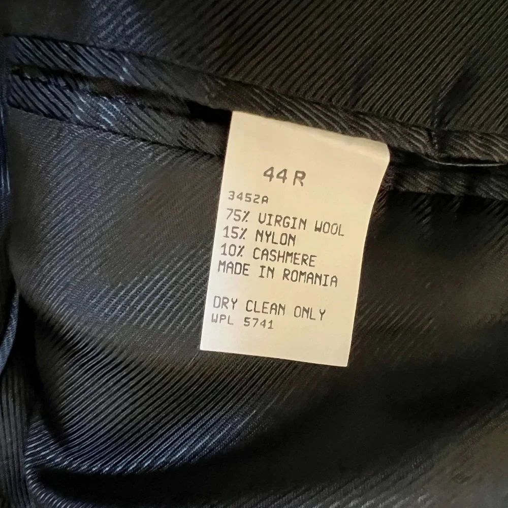 Oscar de La Renta Men Wool and‎ Cashmere Classic Black Blazer Suit Jacket 44R
